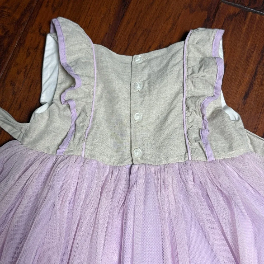 Well Dressed Wolf‎ Lilac Wisteria 4T Dress Linen Smocked Tulle Boutique Fairy